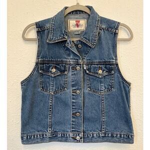 Vintage 90's Levi's Trucker Denim Vest Women's Medium Biker Western